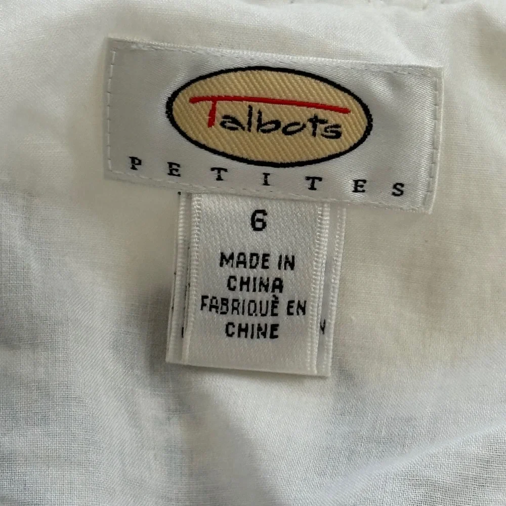 Talbots Petites Black White Rose Floral 100% Linen A-Line Skirt Size 6P‎ GUC